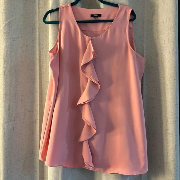 Alfani Sleeveless Front Ruffle Blouse, Size 16. Dusty Pink. - Picture 1 of 4